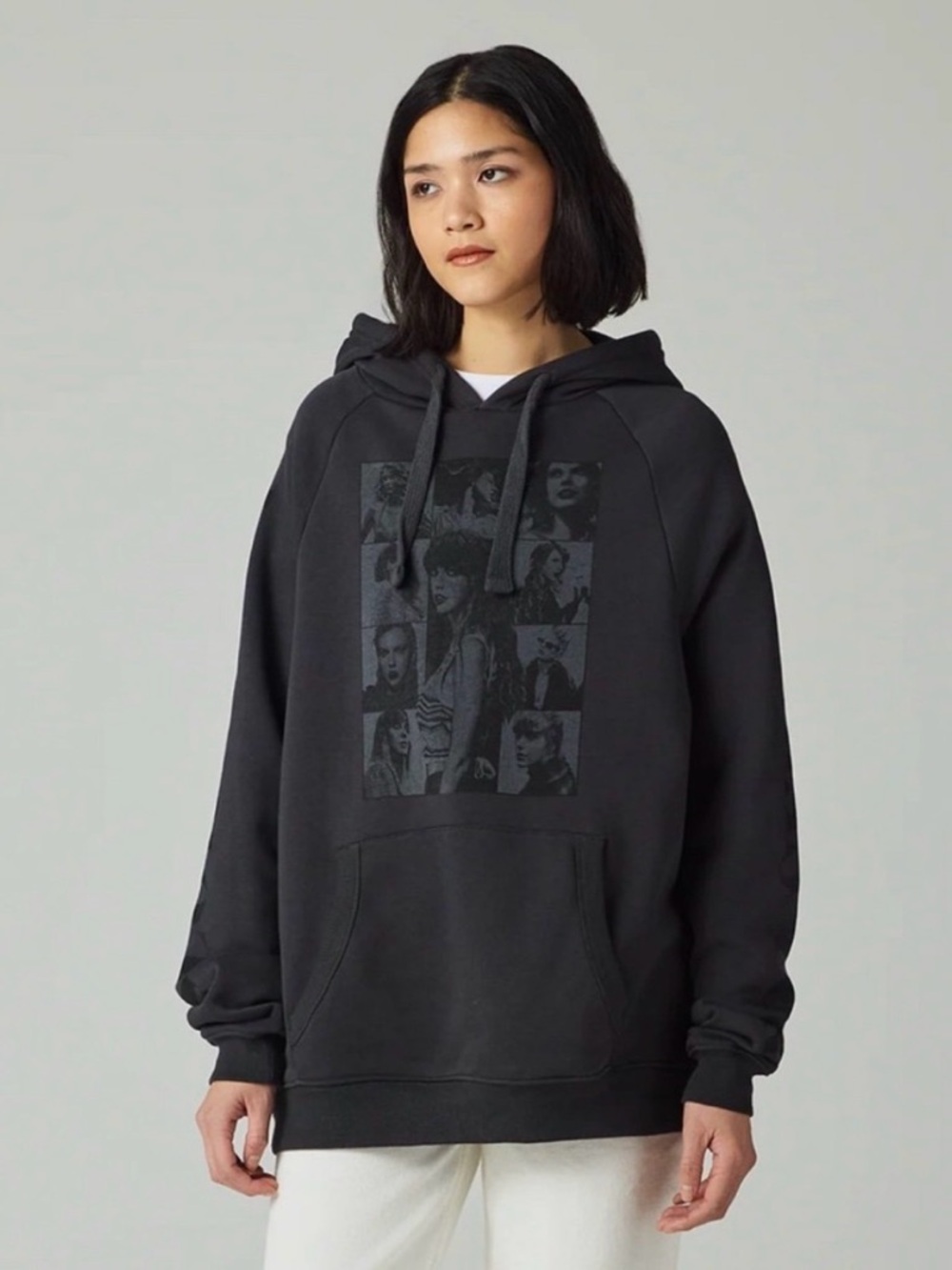 Taylor Swift | The Eras Tour Hoodie Gray Pullover‎ Long Sleeve Graphic Print Lg